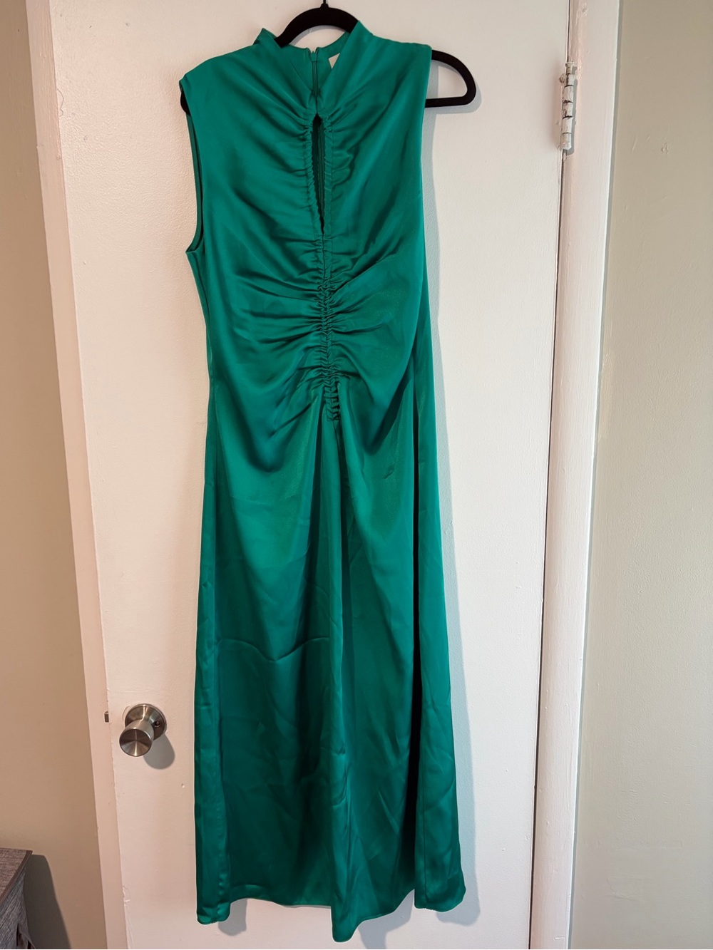 Sandro Titanic Emerald Ruched Front Sleeveless Maxi Dress size 42 us 10 NWT - Picture 3 of 7